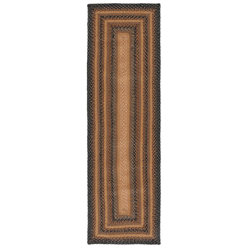 Braided Flat Weave Jute Striped Rug, Runner 2'3" x 8'