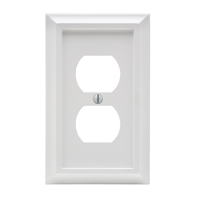 White Wood 1-Gang Duplex Outlet Wall Plate
