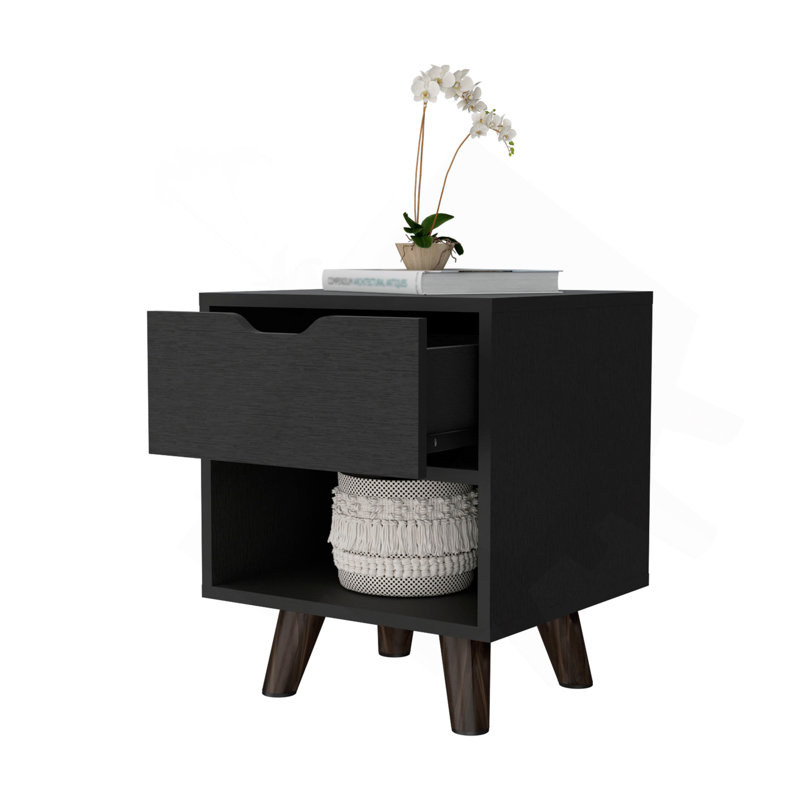Wenge 1-Open Storage Shelf Nightstand, Wenge