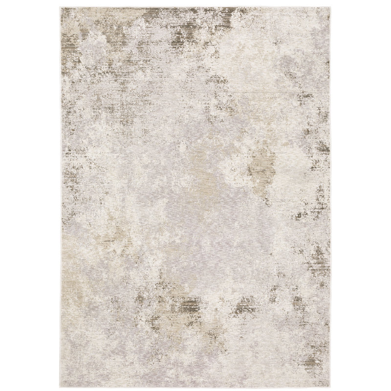 Tapis abstrait ivoire / beige Gwern, Rectangle 9 pi 10 po x 12 pi 10 po
