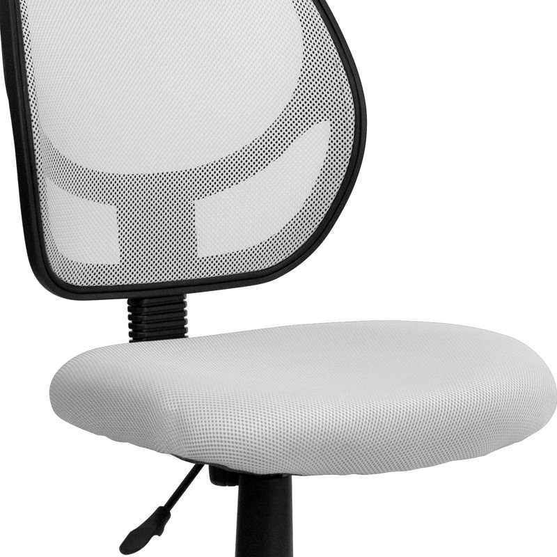 Chaise de bureau pivotante en filet à dossier bas et dossier carré incurvé, Blanc, Non inclus