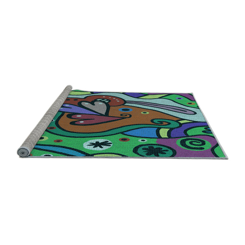 Tapis 100% à motifs lavables à la machine 2989 Pat694-LBLU, Rond 8 pi