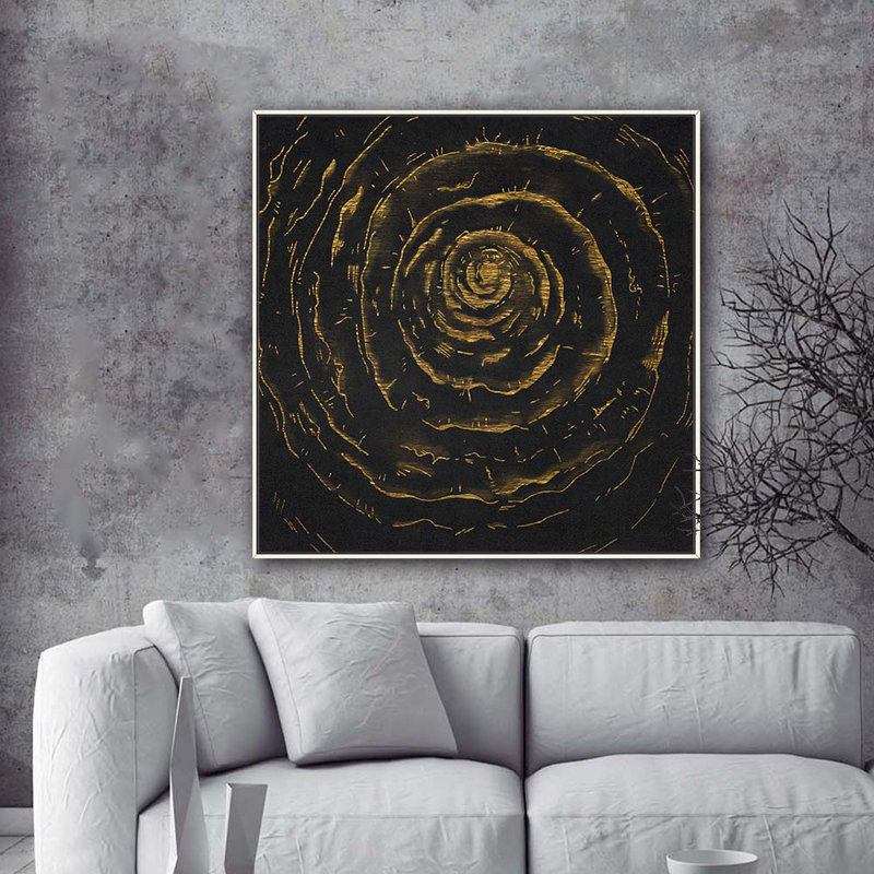 Tree Rings " H28 Abstract Circle ", White, 16" H x 16" W