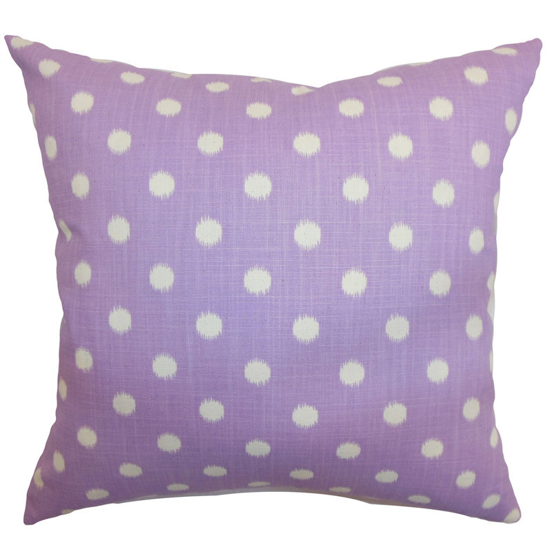 Polka Dots Cotton Reversible Throw Pillow, Grapevine Dosset, 18" x 18", Down Blend