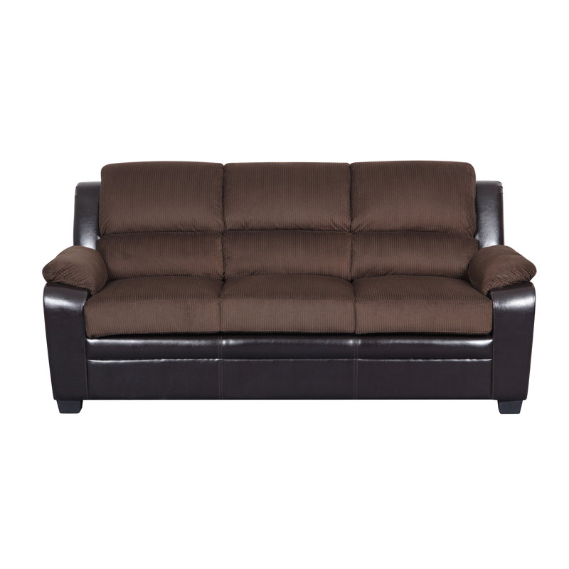 Matthias 78'' Faux Leather Sofa, Chocolate Faux Leather
