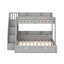 Lit simple superposé au dessus d'un lit double avec escalier de rangement, lit gigogne, tablettes de rangement et port USB-283903869