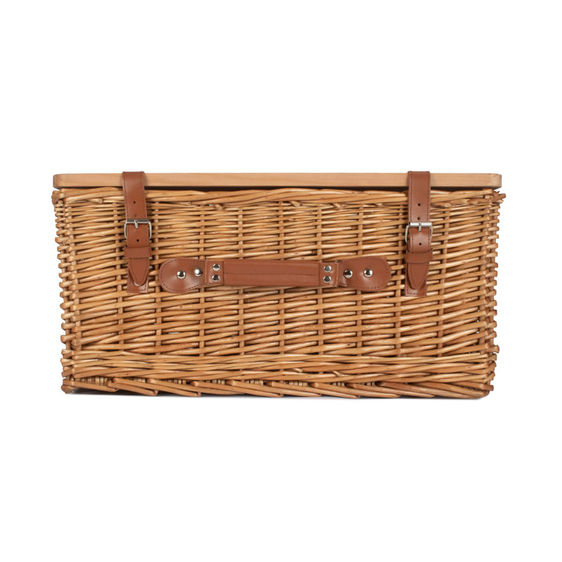 Wicker Gift or Storage Hamper Basket with Lid, 26cm H x 51cm W x 36cm D, Double Steamed