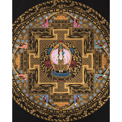 Chengrezig Golden Mandala (Brocadeless Thangka)