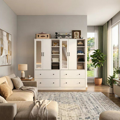 Armoire 4 tiroirs avec miroir Malieka