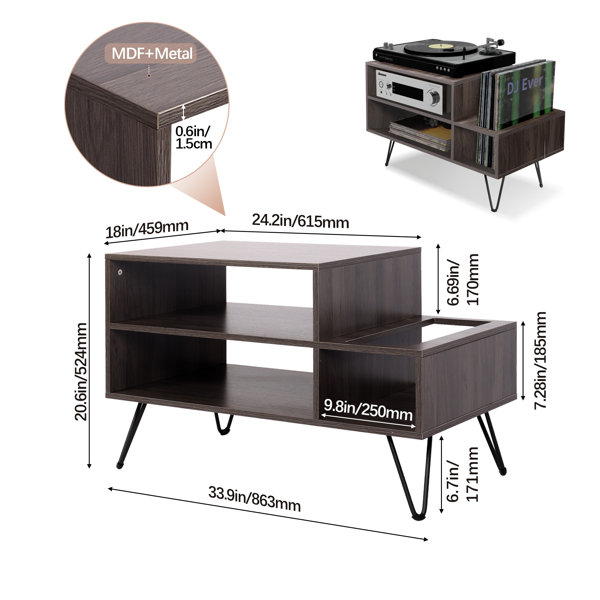 George Oliver Support pour tourne-disque avec rangement en vinyle pour 140  Lps - Wayfair Canada