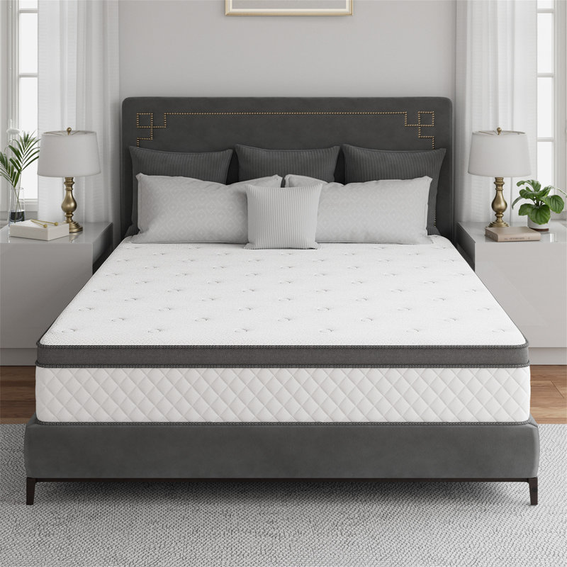 Alwyn Home 8''/10''/12'' Anti Static Medium Cooling Gel Memory Foam Hybrid Mattress – CertiPUR-US, OEKO-TEX, SGS Certified