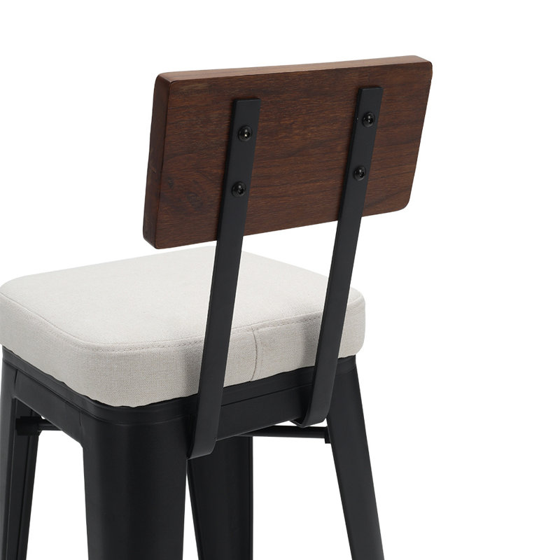 Ahmauri Upholstered Counter Stool with Metal Frame, Beige