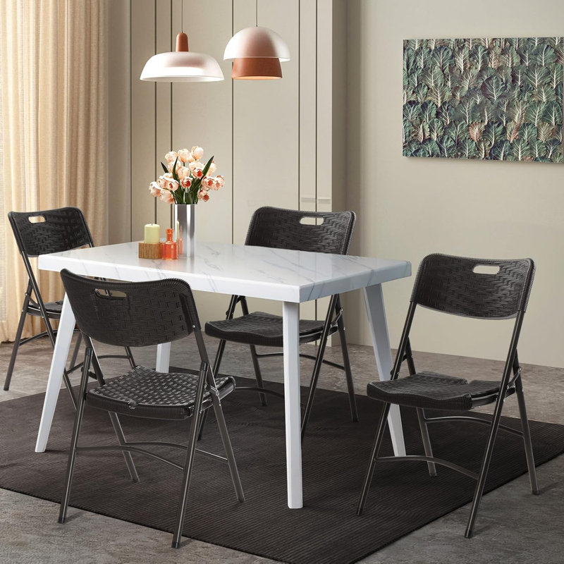 Black Plastic Folding Chair (Set Of 4)