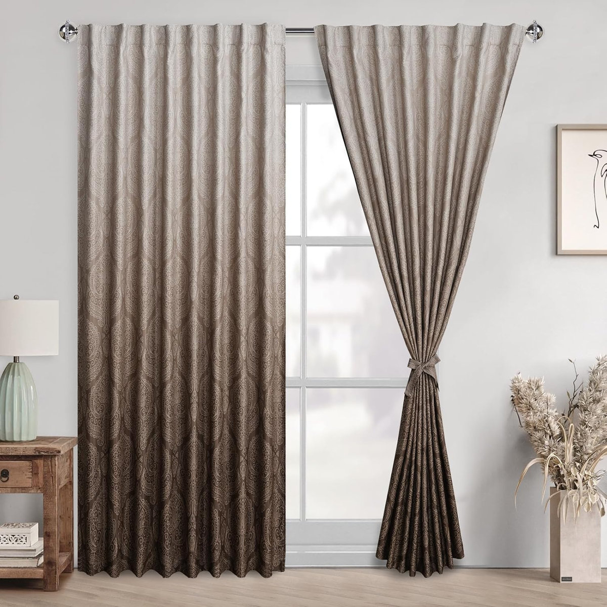 Window Block Outside East Urban Home 2 Panels 85% Blackout Back Tab Ombre Room Darkening for ...