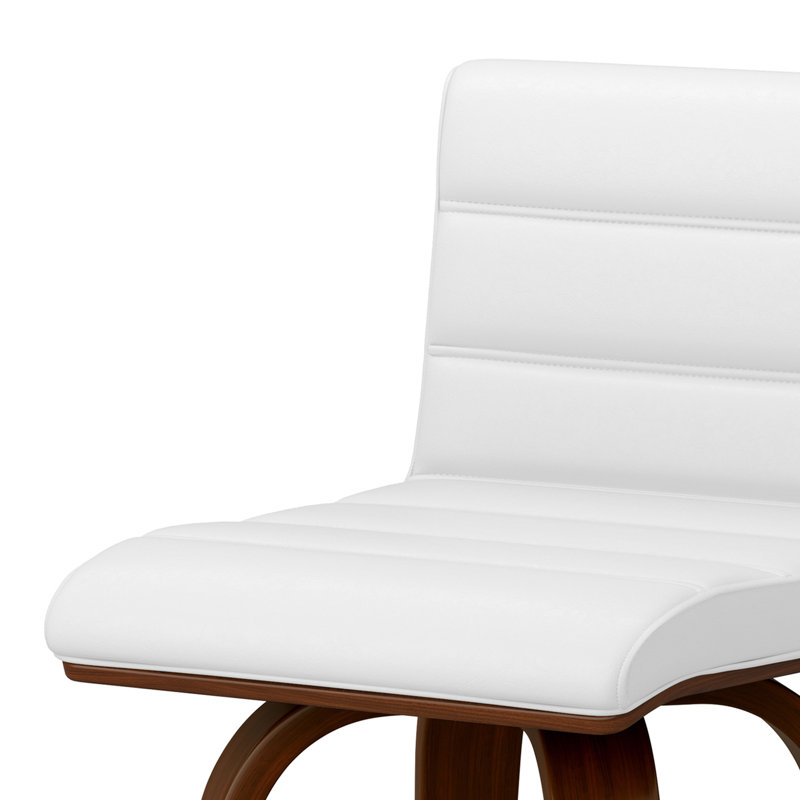 Tabouret pivotant de style Mid-Century avec siège et dossier rembourrés Roland, Blanc