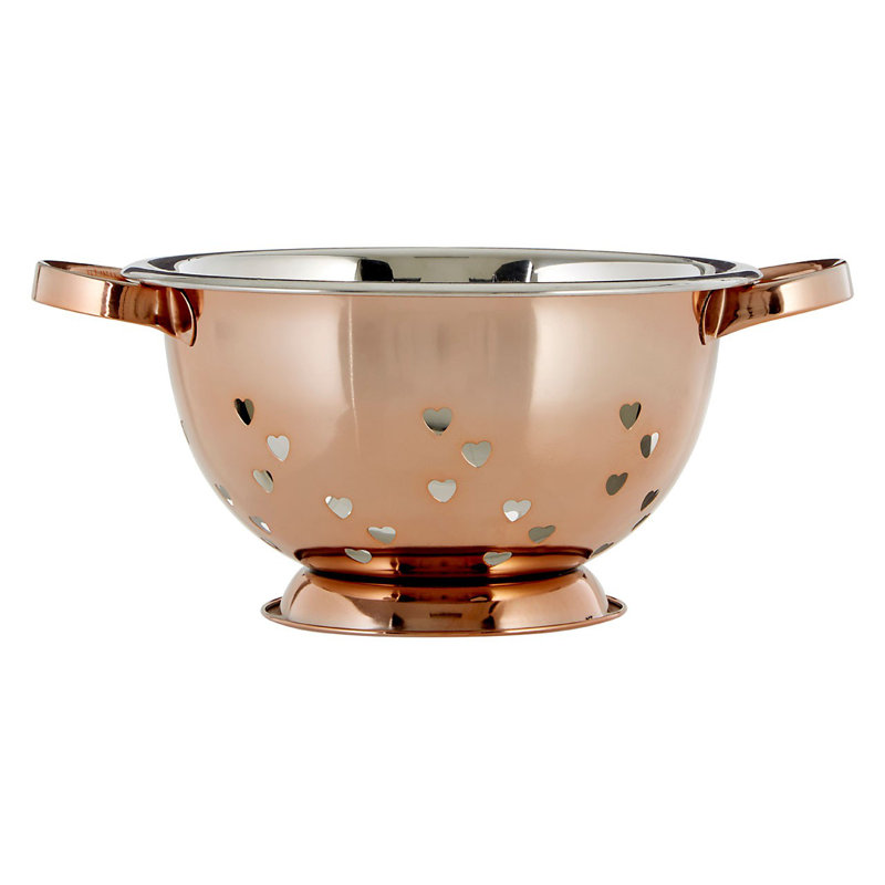 Symple Stuff Stainless Steel Colander, Rose Gold