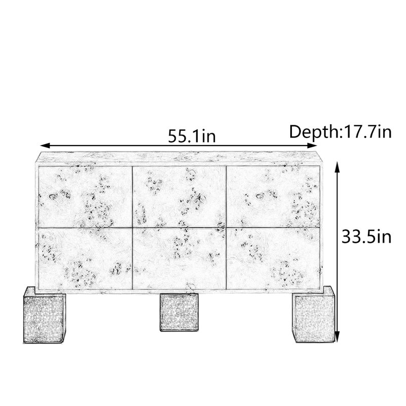 55.1" Console Table, 33.5" H x 55.1" W x 17.7" D
