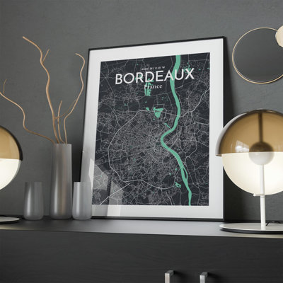 Bordeaux City Map in Dream 1 Piece Wall Art