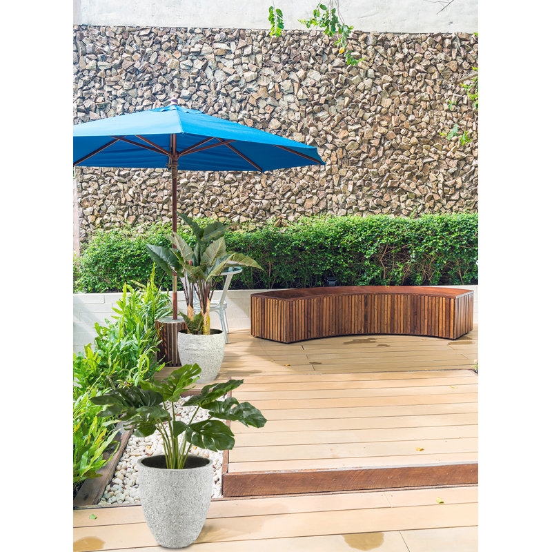 Rustic White Stone Planter, Textured Indoor/Outdoor Plant Pot, Weather-Resistant Garden, Patio, Office, Restaurant Décor