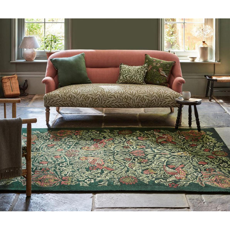 Hand Tufted Wool Floral Area Rug, Rectangle 4'7" x 6'7"