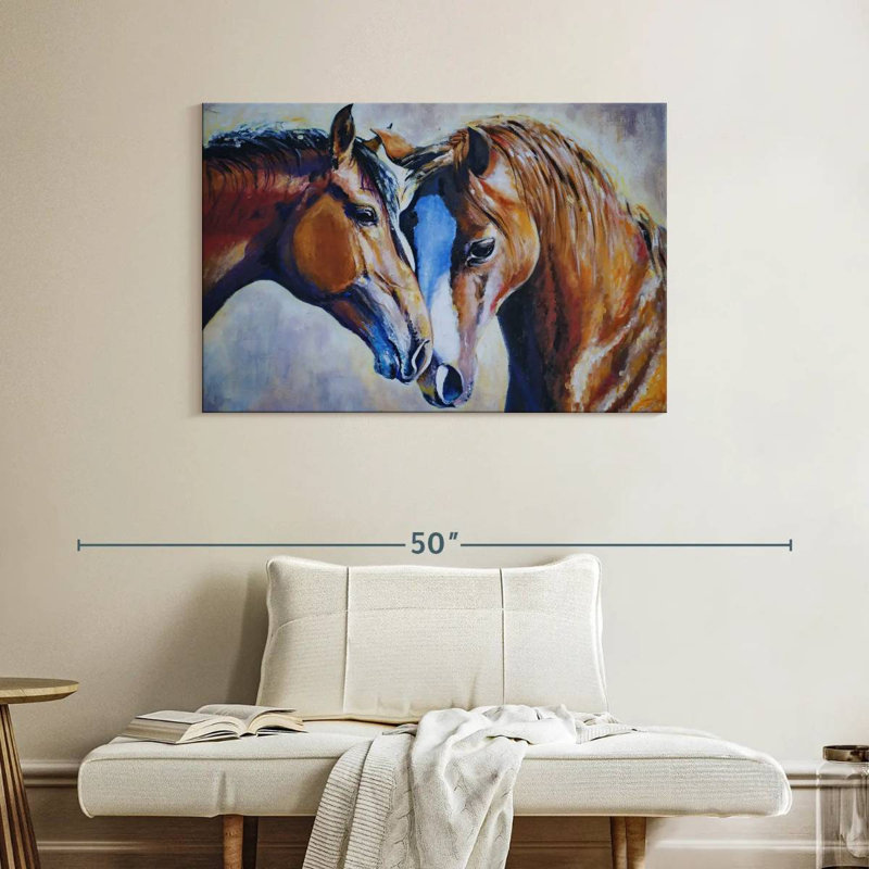 Two Affectionate Horses, 26" H x 39" W