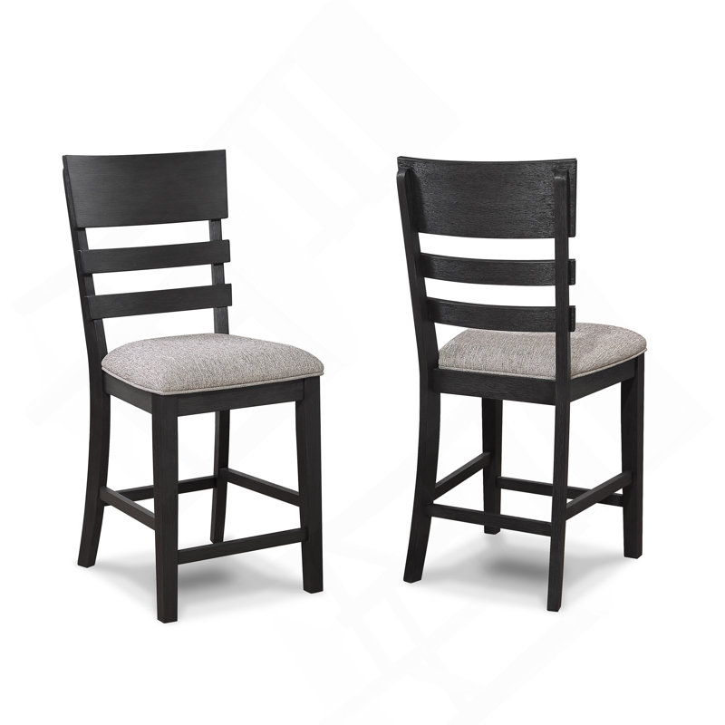 Mobilier de salle à manger en bois à dossier et échelle 2 pièces noir / gris