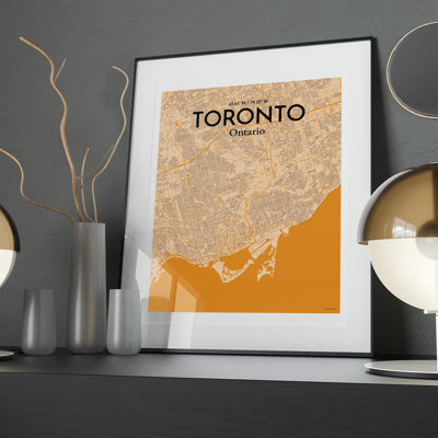 Toronto City Map in Vintage 1 Piece Wall Art