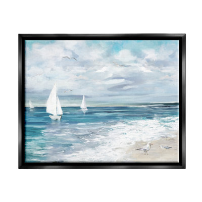 Bb-361, "encadré sur le paysage aquatique" par Carson Lyons, peinture sur toile à cadre flottant