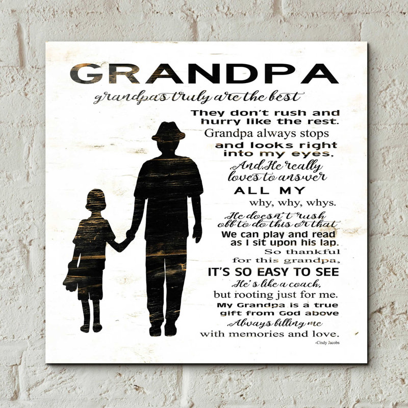 «My Grandpa is the Best» par Cindy Jacobs, art mural en verre acrylique, H 12 po x l 12 po x P 0,13 po