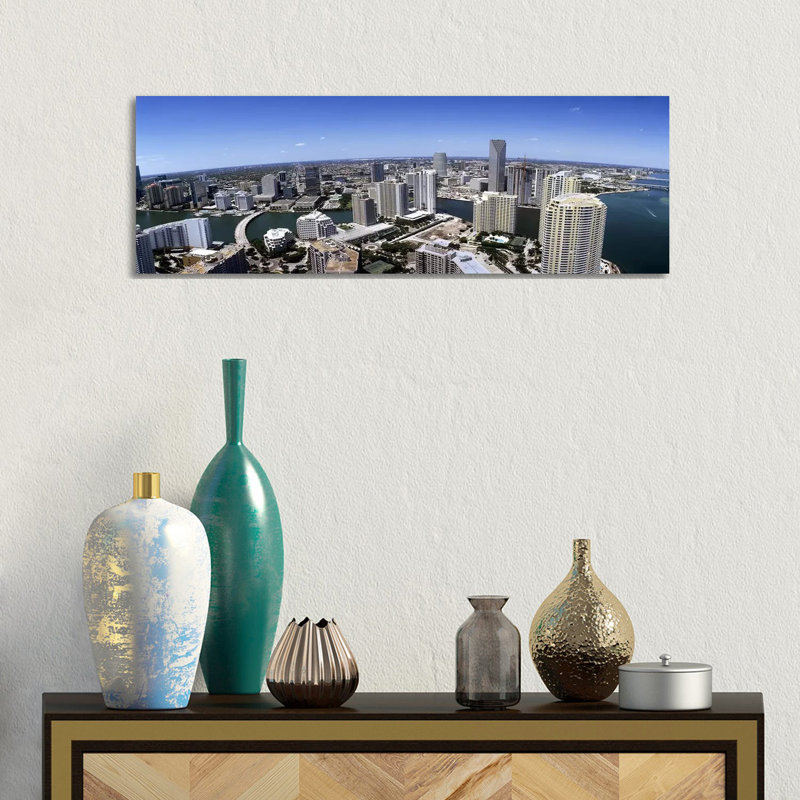 Aerial View Of A City, Miami, Miami-Dade County, Florida, USA 2008 #2 - Wrapped Canvas Panoramic Print