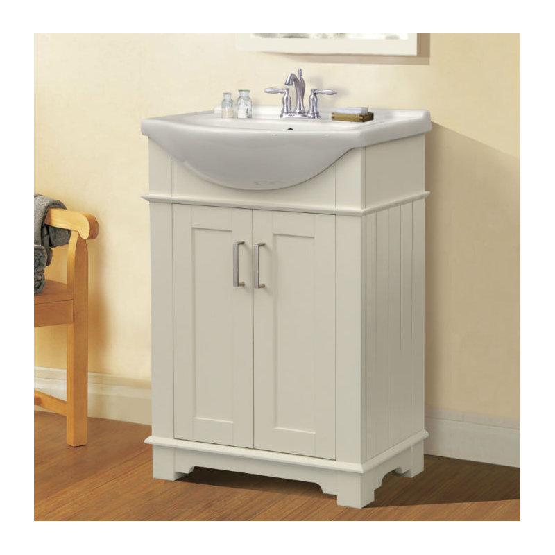 Meuble-lavabo simple 24 po Adeleke, Blanc mat