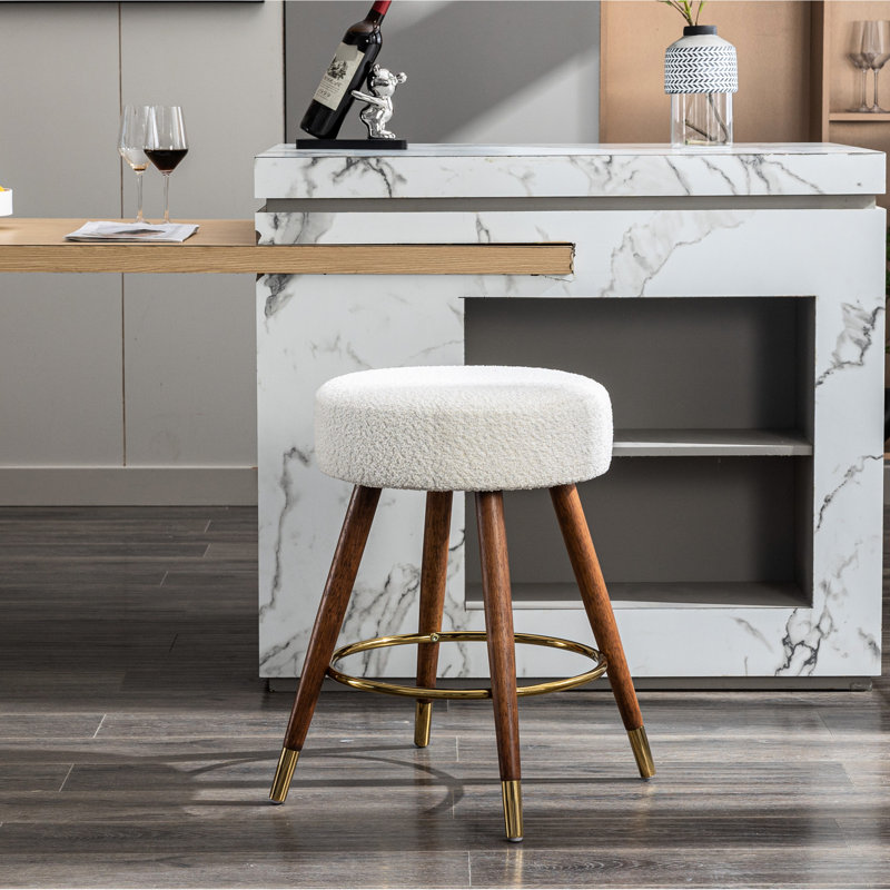 Tabouret pivotant à hauteur de comptoir pivotant à 360 ° de style Mid-Century blanc - moderne, revêtement, ton de bois brun
