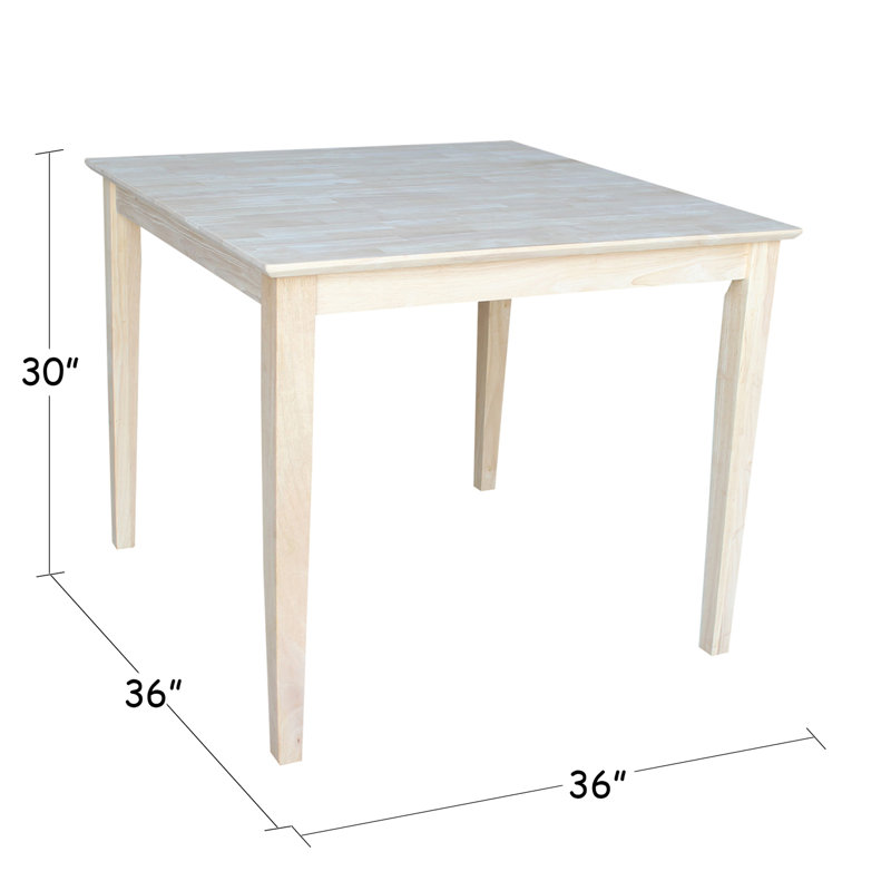 Table à manger en bois massif Calumet Heimann, H 30 po x L 36 po x l 36 po, Non fini
