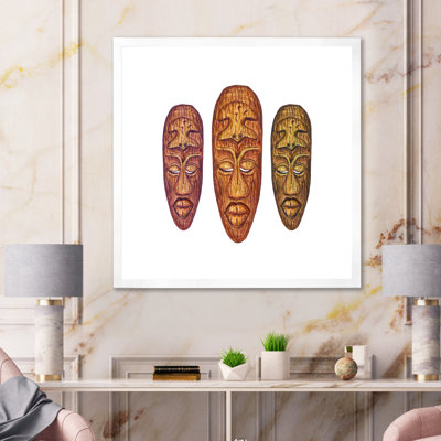 Trois masques tribaux en bois - Impression sur toile