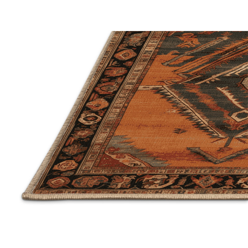 Machine Washable Persian Brown Area Rug, Rectangle 8' x 10'