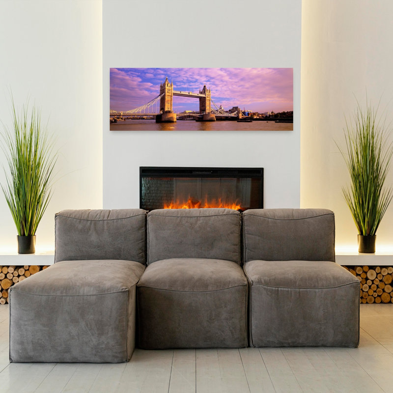 Tower Bridge London England 1 Piece Wrapped Canvas Panoramic Wall Art, 40.64 cm H x 121.92 cm W