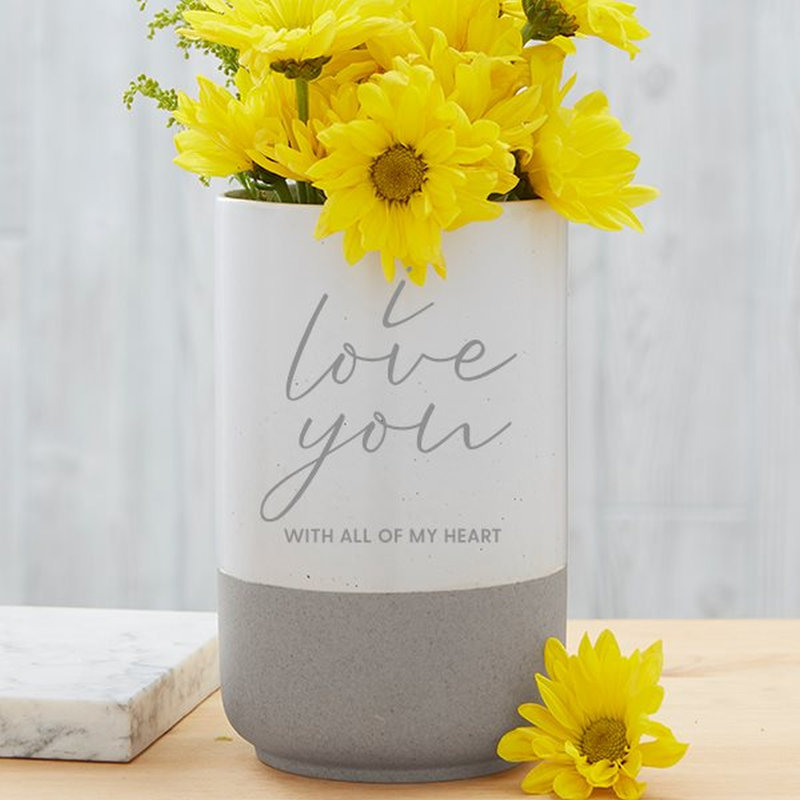 Vase en ciment Love You, Oui