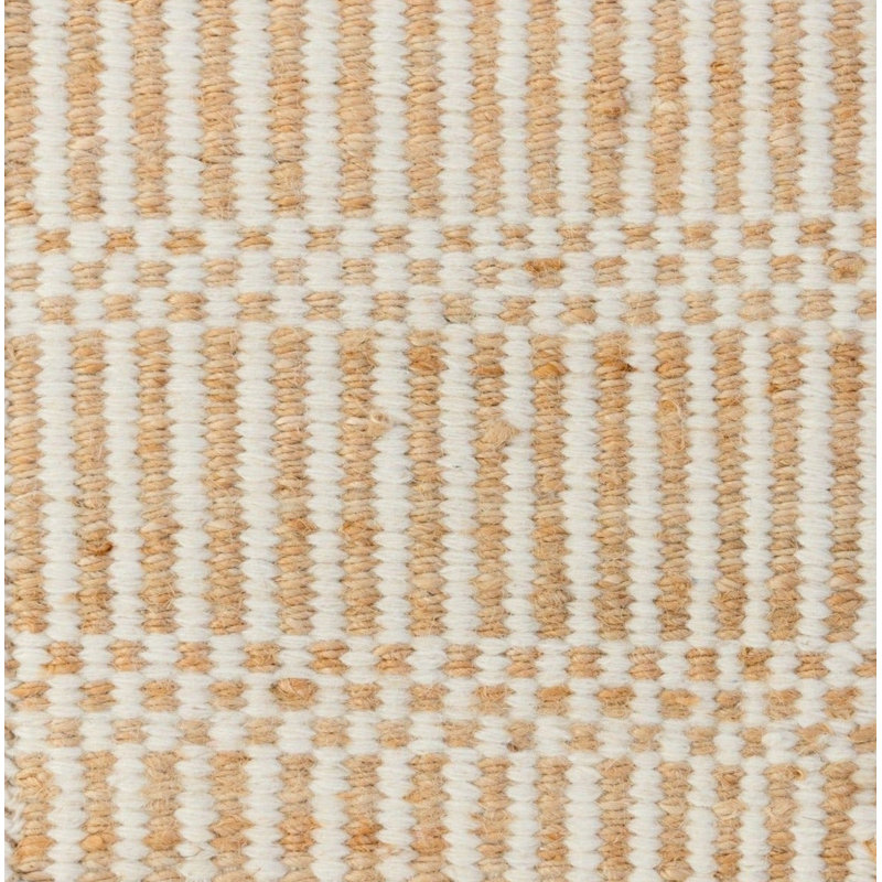 Jute & Wool Striped Rug, 3' x 9', Cotton White