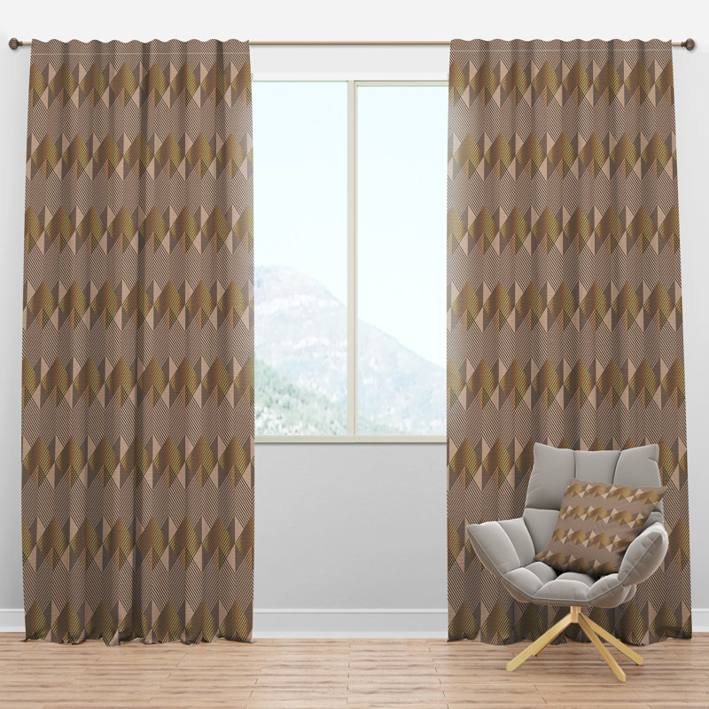 Panneau de rideau simple semi-diaphane avec passe-tringle Mid-Century, l 52 po x L 120 po