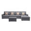Méridienne réversible 5 pièces en tissu de lin avec pieds interchangeables, repose-pieds et oreillers Modern Modern-636913395