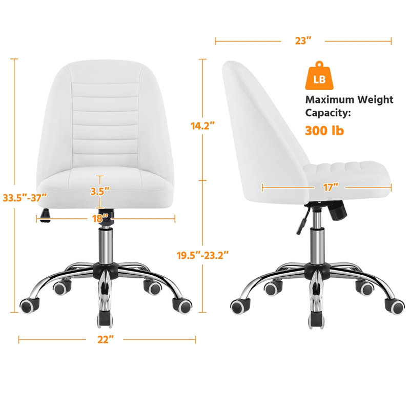 Chaise de travail Lytisha, Simili cuir blanc