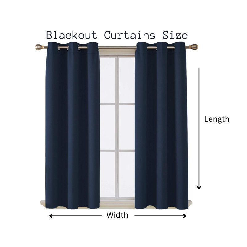 Jeffro Pair of Eyelet Blackout Curtain Panels, Black, 228.6cm Width x 137.16cm Drop