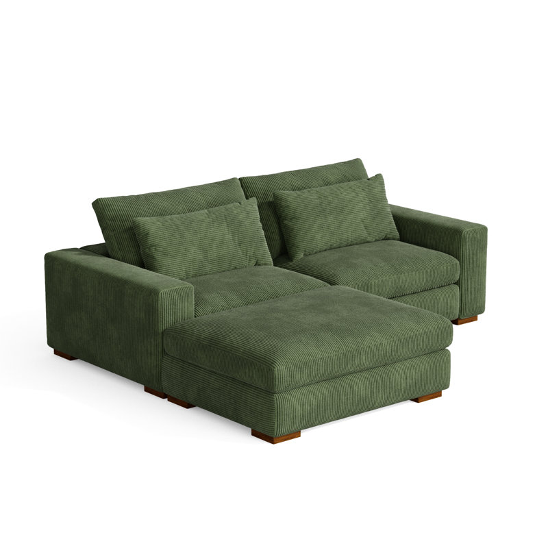 Canapé modulaire 3 pièces Alahya, Velours côtelé vert