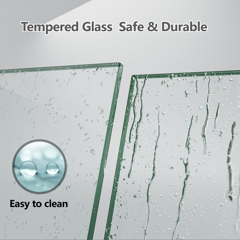72 po X P 72 po H Double porte de douche coulissante sans cadre avec Verre trempé transparent en chrome, Chrome chrome