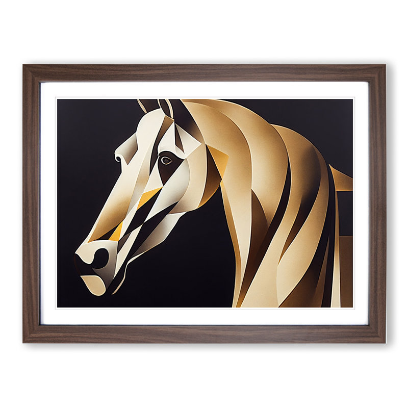 Enchanting Horse 1 Piece Single Picture Frame Wall Art, 46cm H x 64cm W x 2cm D, Walnut Framed