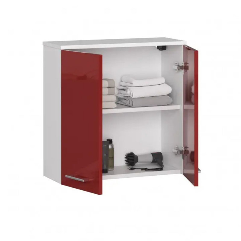 Evyana Bathroom Cabinet, White/Red Gloss