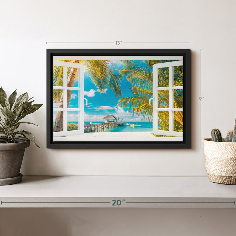 Beach " Faux Window Scene Wall Art ", 9" H x 13" W