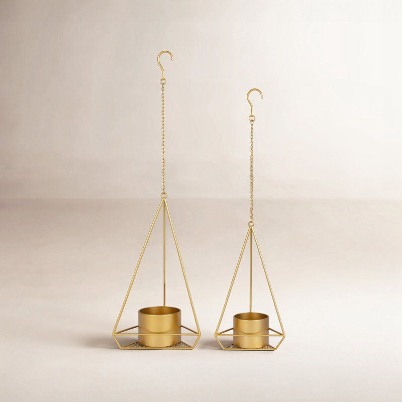 Nika 2 Piece Metal Hanging Planter Set