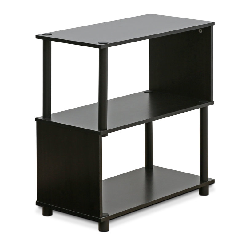 Ebern Designs Daum 5-Tier S-Shaped Bookcase, Bookshelf, Espresso, (2 Shelves) 25.44"H x 23.63"W x 11.8"D