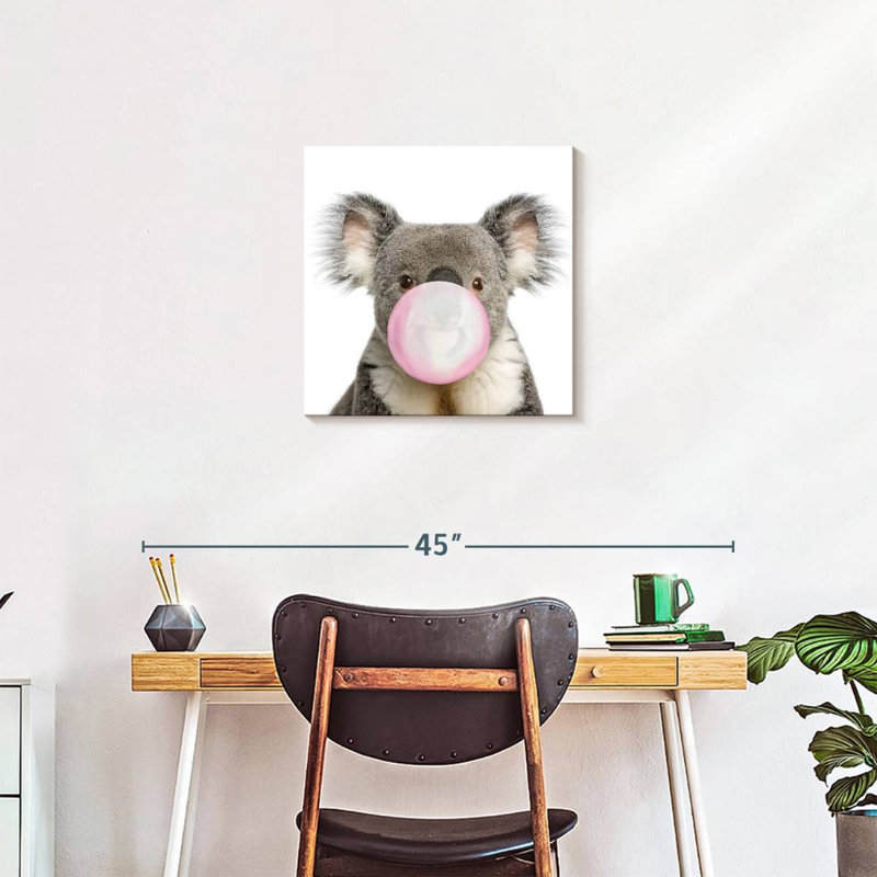 Impression sur toile Bubble Gum Koala Bear, H 20 po x l 20 po x P 1,25 po